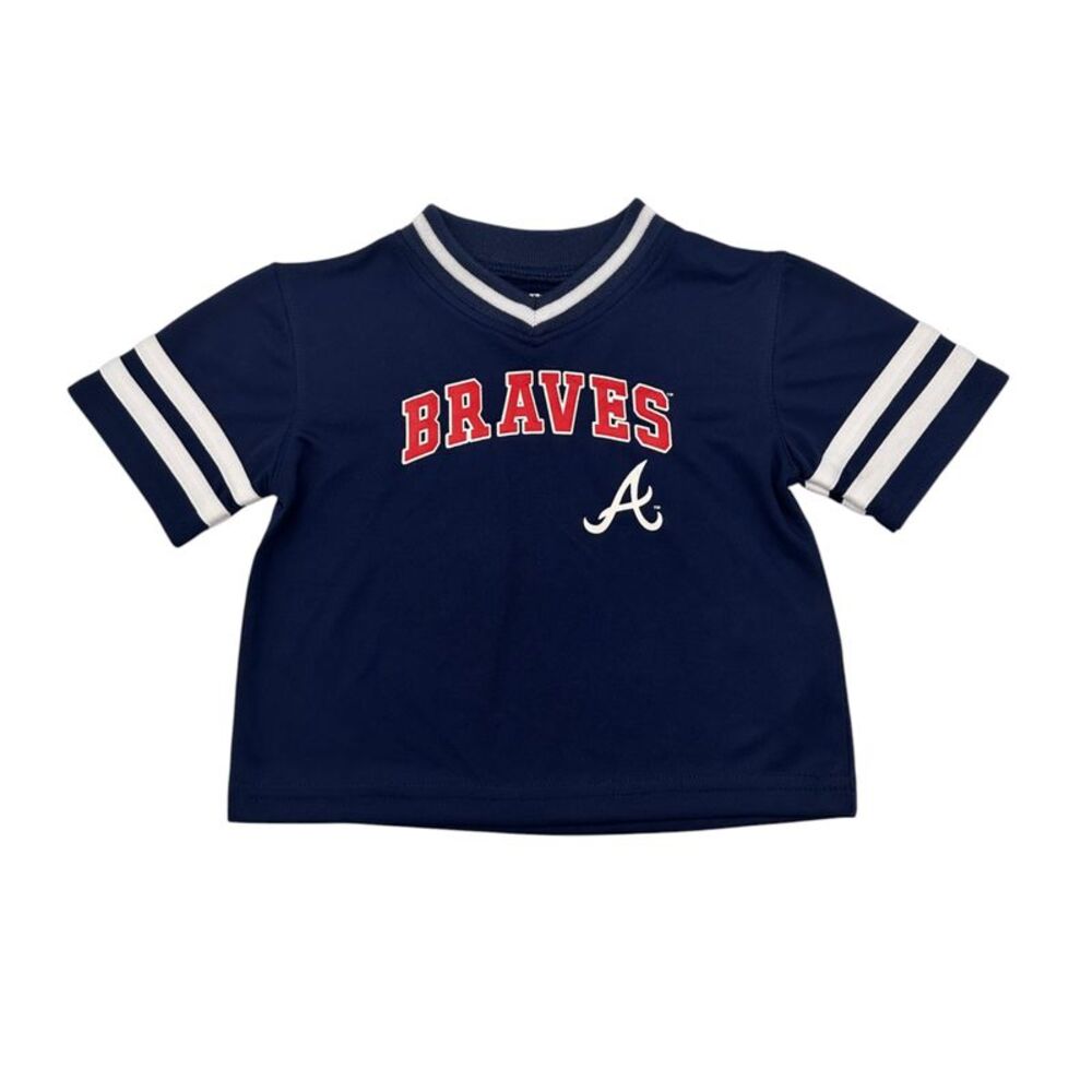 MLB Atlanta Braves Infant Baseball Team Shirt in Navy Blue, 12 Months